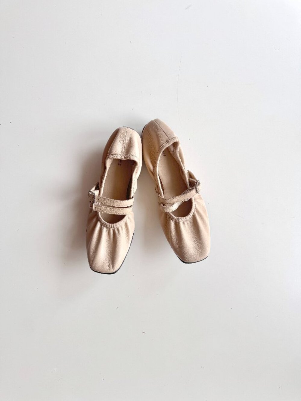 FREE PEOPLE Gemini Nude Blush Leather Mary Jane Square Toe Ballet Flats, Size 9